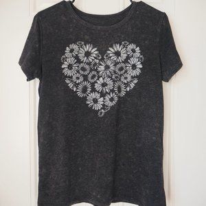 Dark Gray Floral Graphic Tee